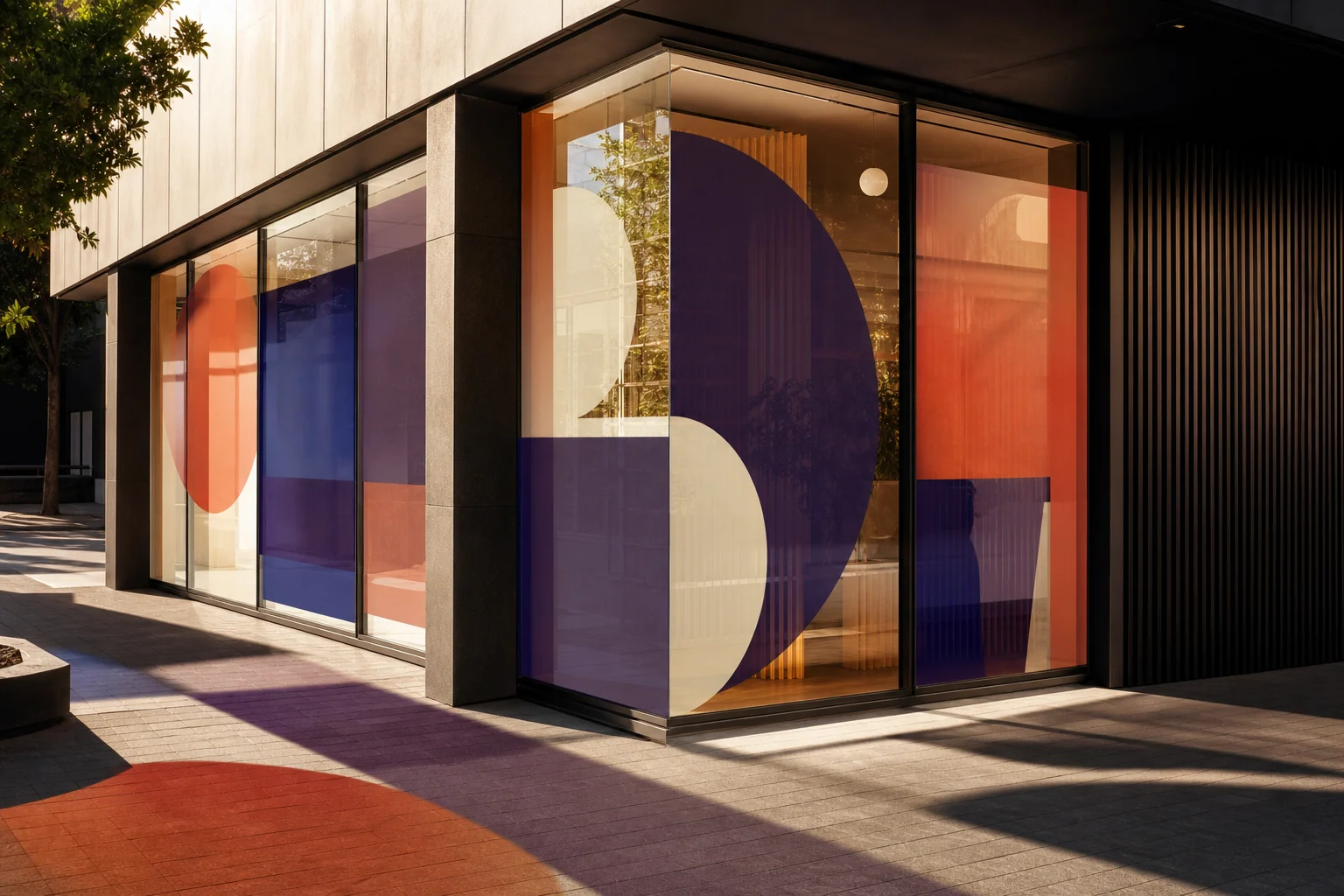 Window glass graphics production and installation detail